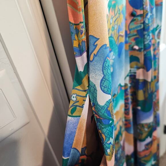 Vintage Kiyomi Hawaii 70s Dress Womens Size 10 Maxi Disco Tropical Psychedelic - Picture 6 of 14